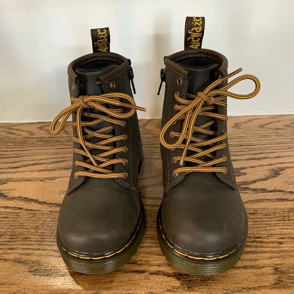Dr. Martens Kids Brown Leather Lace-Up Boots